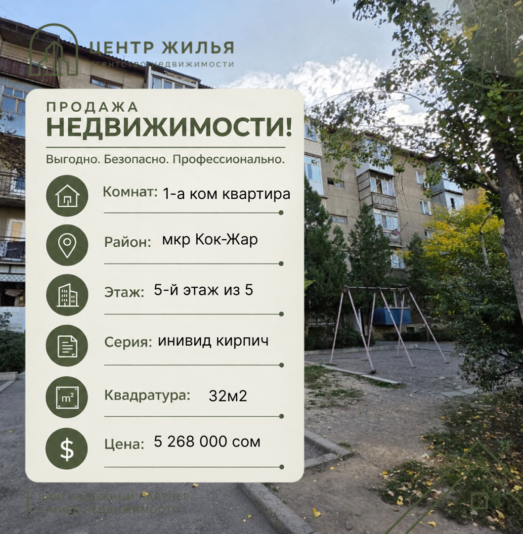 Продаётся квартира, 1 комн., 32 м², 5/5 эт.